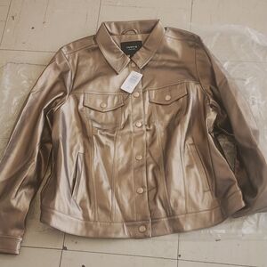 torrid Metallic Bronze Faux-Leather Jean Jacket